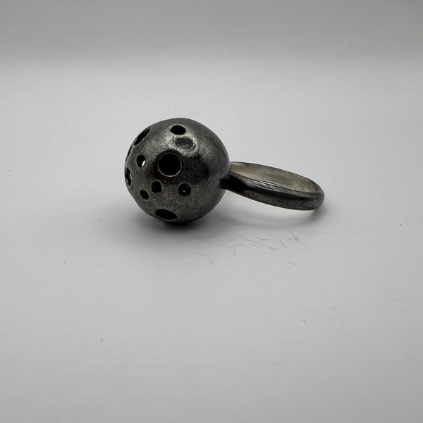 Black Planet Sphera δαχτυλίδι οξειδωμένο ασήμι 925 L - ασήμι 925, γεωμετρικά σχέδια, σταθερά - 4