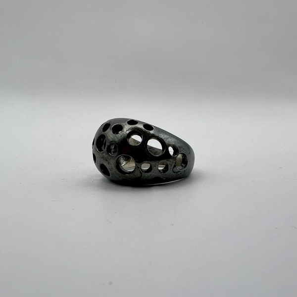 Black Planet Dome δαχτυλίδι οξειδωμένο ασήμι 925 - ασήμι 925, γεωμετρικά σχέδια, σταθερά