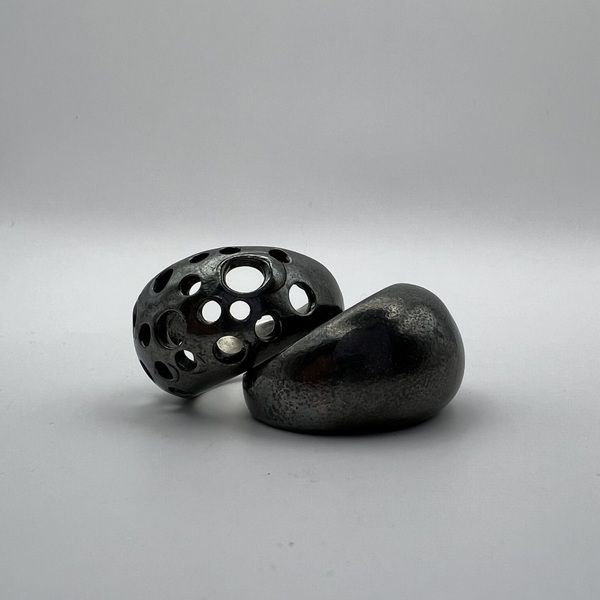 Black Planet Dome δαχτυλίδι οξειδωμένο ασήμι 925 - ασήμι 925, γεωμετρικά σχέδια, σταθερά - 2