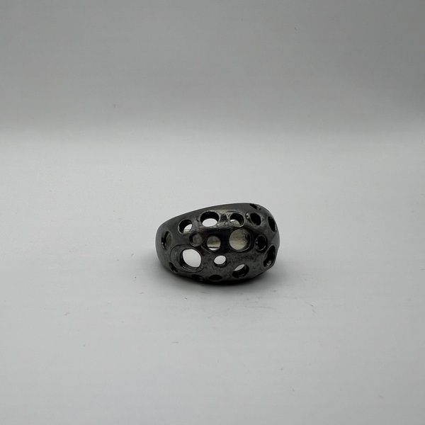 Black Planet Dome δαχτυλίδι οξειδωμένο ασήμι 925 - ασήμι 925, γεωμετρικά σχέδια, σταθερά - 3