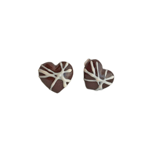 Σκουλαρίκια σοκολατένιες καρδιές - καρδιά, πηλός, μικρά, ατσάλι, boho