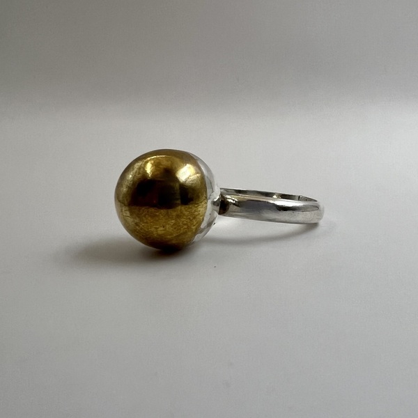 Brass Sphera δαχτυλίδι ασήμι 925 με ορείχαλκο Μ - ασήμι 925, γεωμετρικά σχέδια, χειροποίητα, σταθερά - 2