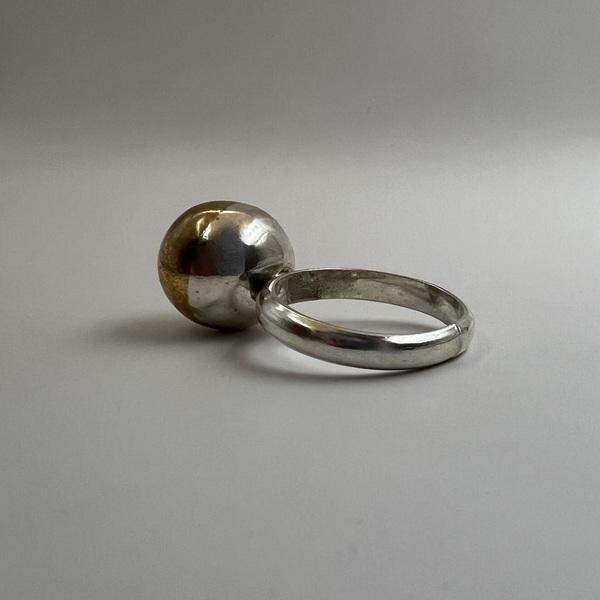 Brass Sphera δαχτυλίδι ασήμι 925 με ορείχαλκο Μ - ασήμι 925, γεωμετρικά σχέδια, χειροποίητα, σταθερά - 4