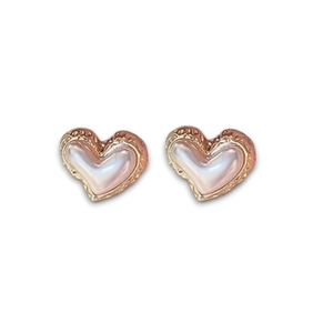 Σκουλαρίκια Heart. σκουλαρίκια καρδιά χρυσό με άσπρο - ορείχαλκος, ασήμι 925, boho, πέρλες, νυφικά