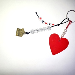 Μπρελόκ για την αγάπη με καρδιά 2 - ξύλο, καρδιά, μπρελόκ, όνομα - μονόγραμμα