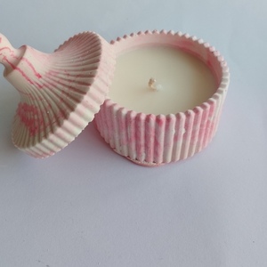 Βαζακι από jesmonite με κερί σογιας - ρητίνη, αρωματικά κεριά, αγ. βαλεντίνου - 2