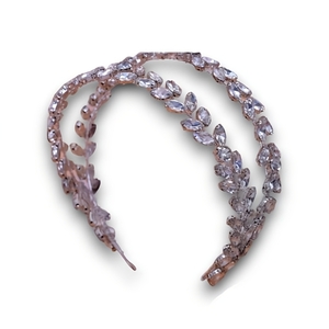 Νυφικό headband γεμάτη με κρύσταλλα διπλό . - πλαστικό, μέταλλο, headbands