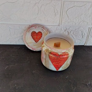 Κερί σόγιας αρωματικό για τον Άγιο Βαλεντίνο (330 ml) - vintage, γυαλί, αρωματικά κεριά, αγ. βαλεντίνου, κερί σόγιας - 2