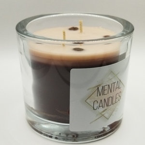 Χειροποίητο φυτικό κερί με άρωμα καφέ 200γρμ χρώματος καφέ σε γυάλινο βάζο 8εκ Χ9εκ με δύο φυτίλια - αρωματικά κεριά - 3