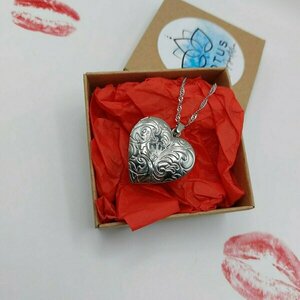 heart necklace (με υγρό γυαλί και φυσικό λουλούδι) Valentine <3 - γυαλί, καρδιά, κοντά, ατσάλι - 2