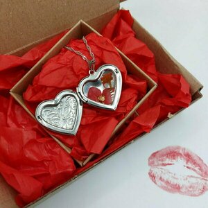 heart necklace (με υγρό γυαλί και φυσικό λουλούδι) Valentine <3 - γυαλί, καρδιά, κοντά, ατσάλι - 3