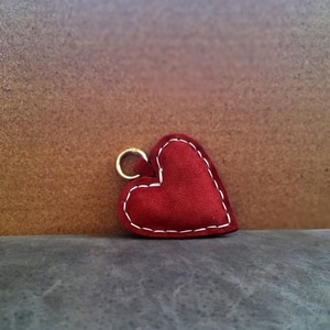 Δερμάτινο Μπρελόκ Κόκκινη Καρδιά, Μάκρος 11 εκ. - δέρμα, καρδιά, ζευγάρια, αυτοκινήτου, σπιτιού - 4