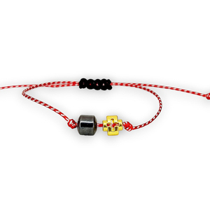 Χειροποίητο Γυναικείο Βραχιόλι Μαρτάκι με Επίχρυσο Σταυρό και Αιματίτη - ημιπολύτιμες πέτρες, σταυρός, κορδόνια, χεριού, αυξομειούμενα