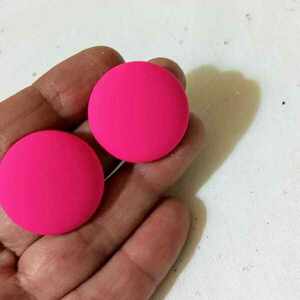 Καρφωτα ροζ-φουξια σκουλαρίκια - plexi glass, boho, ρετρό, μεγάλα - 5