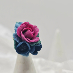 Χειροποίητο floral ear cuff σκουλαρίκι με λoυλουδια|ασήμι 925 ανοιξιάτικο πολυμερικός πηλός λουλούδια floral μοναδικό επιχρυσωμένο μπλε γαλάζιο φουξια ροζ μαύρο - επιχρυσωμένα, ασήμι 925, λουλούδι, μικρά, boho