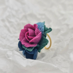 Χειροποίητο floral ear cuff σκουλαρίκι με λoυλουδια|ασήμι 925 ανοιξιάτικο πολυμερικός πηλός λουλούδια floral μοναδικό επιχρυσωμένο μπλε γαλάζιο φουξια ροζ μαύρο - επιχρυσωμένα, ασήμι 925, λουλούδι, μικρά, boho - 3
