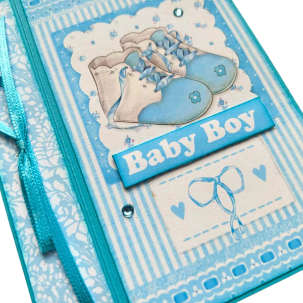 Ευχετήρια κάρτα για νεογέννητο αγοράκι - scrapbooking, γέννηση - 2