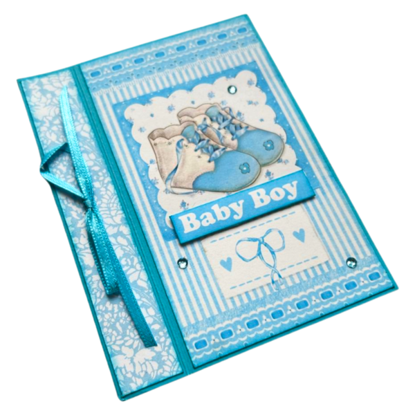 Ευχετήρια κάρτα για νεογέννητο αγοράκι - scrapbooking, γέννηση - 3