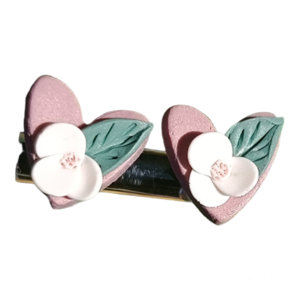 Σκουλαρίκια Καρδούλες Φλοράλ Μικρές - καρδιά, πηλός, romantic, λουλούδι, μικρά - 2