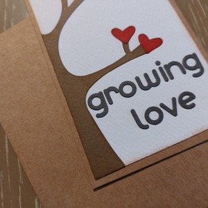 Χειροποίητη κάρτα με μήνυμα αγάπης Growing love (14 Χ 9 εκ) - καρδιά, χαρτί, αγ. βαλεντίνου, ευχετήριες κάρτες - 2