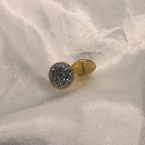 Χειροποίητα σκουλαρίκια από ρητίνη - ημιπολύτιμες πέτρες, στρας, ατσάλι - 3