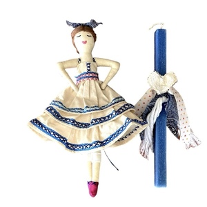Πασχαλινή Λαμπάδα αρωματική τετράγωνη μπλέ ,με κούκλα χειροποίητη 30 εκατοστά ύψος. - κορίτσι, λαμπάδες, σετ, πριγκίπισσες