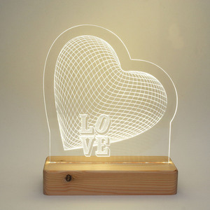 Φωτιστικό ρεύματος με ξύλινη βάση 22x24εκ., Τρισδιάστατη καρδιά “LOVE” - ξύλο, καρδιά, plexi glass, διακοσμητικά, ζευγάρια