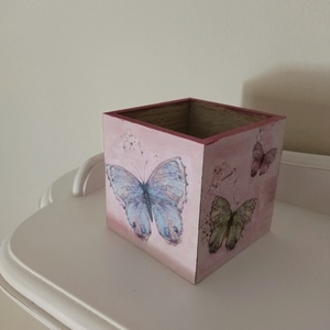 Ξύλινη μολυβοθήκη με πεταλούδες - κορίτσι, πεταλούδα - 2