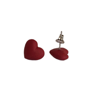 Καρφωτά σκουλαρίκια καρδούλες - καρδιά, πηλός, μικρά, ατσάλι, αγ. βαλεντίνου - 3