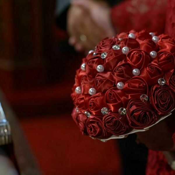 Red bouquet -Κοκκινη Ανθοδεσμη 15cm - γάμος και βάπτιση