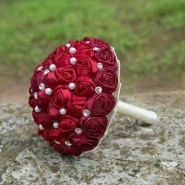 Red bouquet -Κοκκινη Ανθοδεσμη 15cm - γάμος και βάπτιση - 4