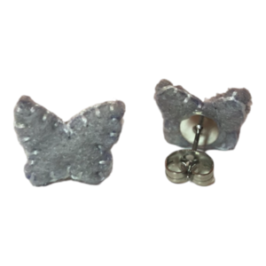 Υφασμάτινα σκουλαρίκια πεταλούδες - ύφασμα, πεταλούδα, μικρά, ατσάλι - 2