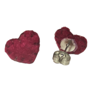 Υφασμάτινα σκουλαρίκια καρδούλες - ύφασμα, καρδιά, μικρά, ατσάλι - 2