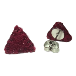 Υφασμάτινα σκουλαρίκια τρίγωνα - ύφασμα, μικρά, ατσάλι - 2