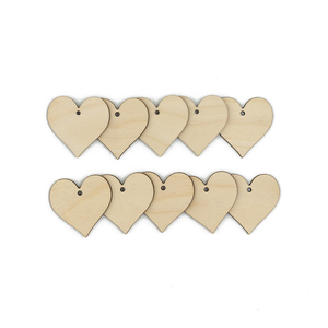Ξύλινες καρδιές με τρύπα, 5cm 10 τμχ - καρδιά, υλικά κατασκευών