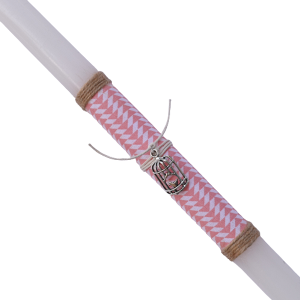 Εφηβική πασχαλινή λαμπάδα με κλουβάκι μεταλλικό άσπρη 30cm - κορίτσι, λαμπάδες, για ενήλικες, για εφήβους