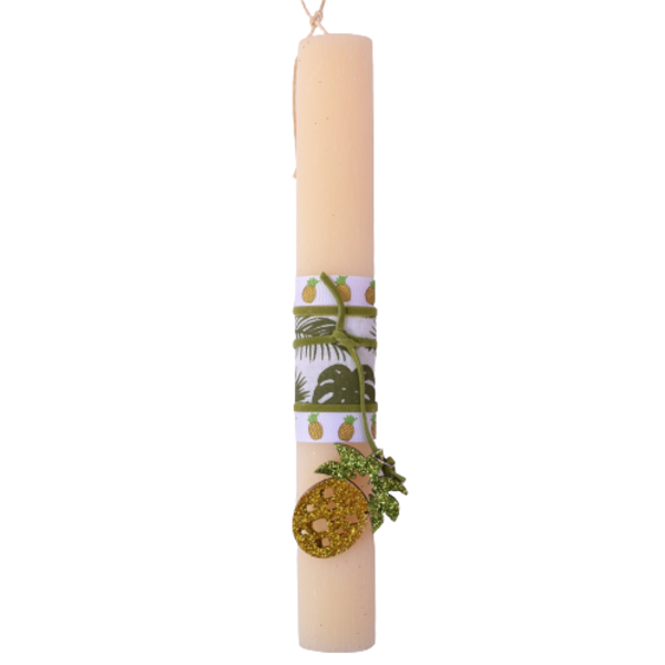 Γυναικεία πασχαλινή λαμπάδα με ανανά ξύλινο μπεζ 26cm - κορίτσι, λαμπάδες, για ενήλικες, για εφήβους - 2