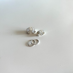 Hollow ear cuffs | Ασήμι 925 χειροποίητα σκουλαρίκια ear cuffs - ασήμι 925, μικρά, επιπλατινωμένα, φθηνά - 4