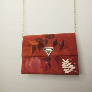 "Amelia" hand-painted clutch bag - γυαλί, πηλός, λουλούδι, boho, μεγάλα - 2