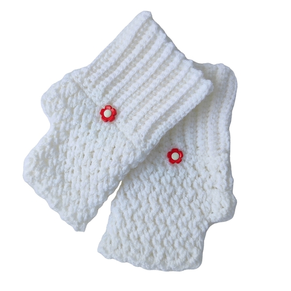 Γυναικεία Γάντια Χωρίς Δάκτυλα Λευκά (Ακρυλικό | 19cm x 11cm) - μαλλί, ακρυλικό, δώρα για γυναίκες