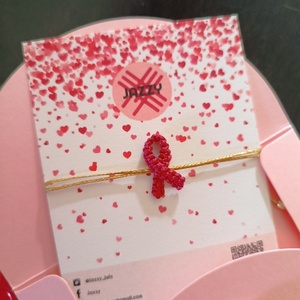 Σετ των 2 - Pink ribbon - Breast cancer awareness bracelet - μακραμέ, κορδόνια, boho, φθηνά - 4