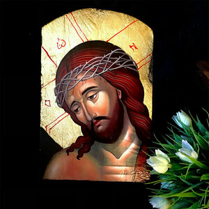 Ιησούς Χριστός Νυμφίος Χειροποίητη Εικόνα Σε Ξύλο 15x22cm - πίνακες & κάδρα, πίνακες ζωγραφικής - 3