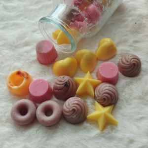 Wax melts από κερί σόγιας σε σχήμα μικρά donuts,σοκολατάκια και καρδουλες - αρωματικά κεριά, soy wax - 2