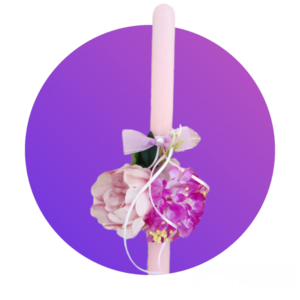 Χειροποίητη λαμπάδα αρωματική σχήμα οβάλ με λουλούδια. - κορίτσι, λουλούδια, λαμπάδες, για ενήλικες, για εφήβους - 2