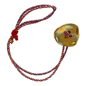 Βραχιόλι Μαρτάκι «Χρυσό Κουμπί» - κορδόνια, ατσάλι, φαρδιά