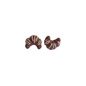 Σκουλαρίκια σοκολατένια κρουασάν - πηλός, μικρά, ατσάλι