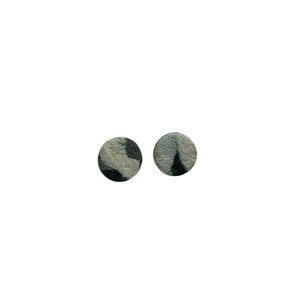 Nimertya Circle Stone Χειροποίητα Καρφωτά Σκουλαρίκια Πολυμερικού Πηλού Λευκό Μαύρο Γκρι - πηλός, μικρά, ατσάλι