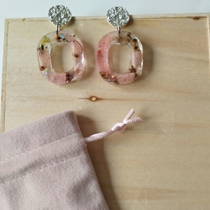 Σκουλαρίκια από υγρό γυαλί σε ροζ αποχρωσεις-Αντίγραφο - γυαλί, καρφάκι, φθηνά - 3