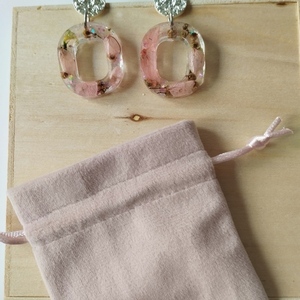 Σκουλαρίκια από υγρό γυαλί σε ροζ αποχρωσεις-Αντίγραφο - γυαλί, καρφάκι, φθηνά - 4