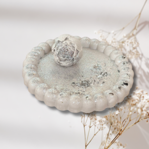 Διακοσμητικό πιατάκι με τριαντάφυλλο αρωματικό Silver - διακοσμητικά, γύψος - 2